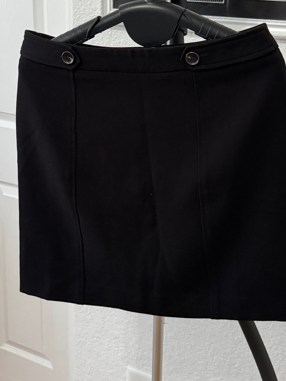LOFT Black Pencil Skirt with Button Waist Detail